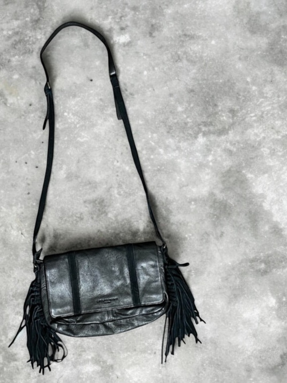 Liebeskind Berlin Fringe Tassel Black Leather Crossbody Bag